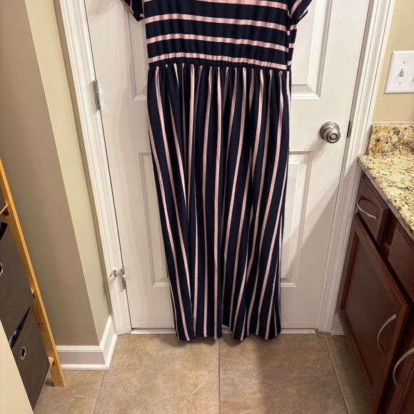 Amazon Nemidor Blue and Pink Stripe Maxi Dress 16 - Picture 2 of 9
